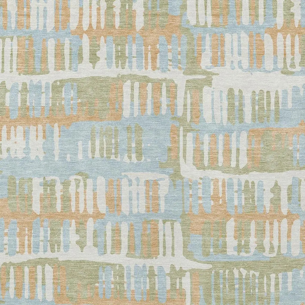 5' X 8' Sky Blue And Beige Abstract Washable Indoor Outdoor Area Rug Homeroots Outdoor