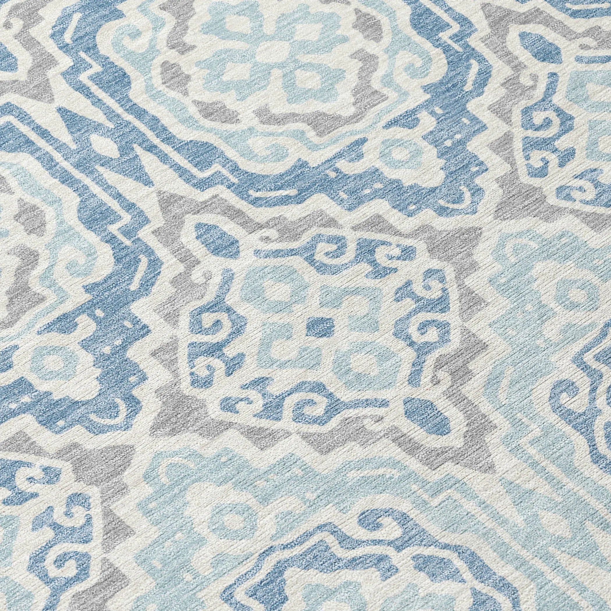 5' X 8' Sky Blue And Beige Tribal Washable Indoor Outdoor Area Rug Homeroots Outdoor
