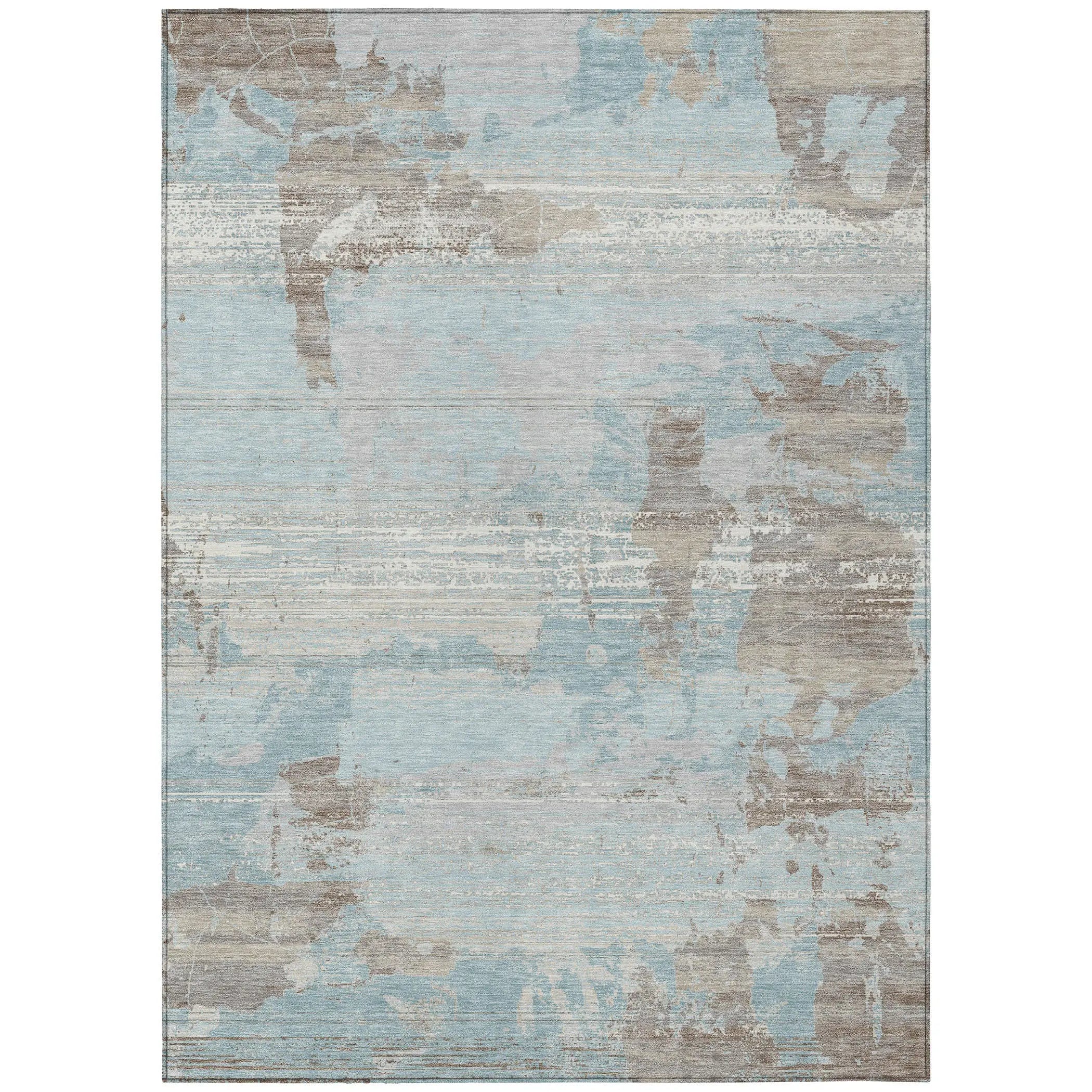 5' X 8' Sky Blue And Blue Abstract Washable Indoor Outdoor Area Rug Homeroots Outdoor