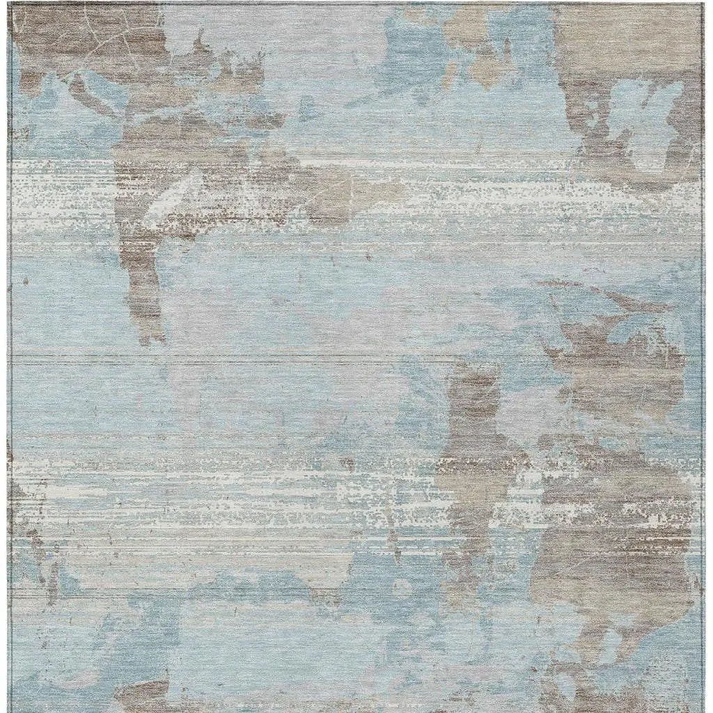 5' X 8' Sky Blue And Blue Abstract Washable Indoor Outdoor Area Rug Homeroots Outdoor