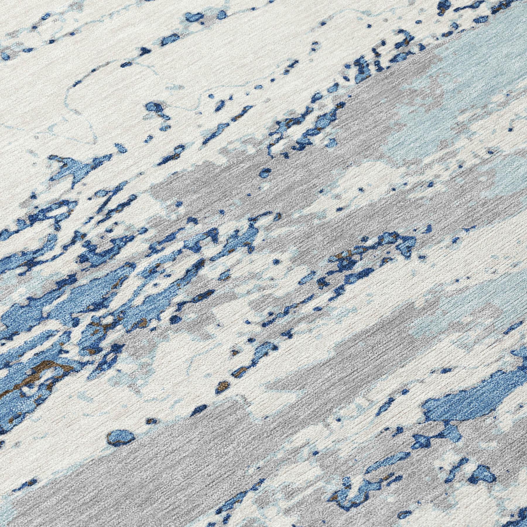 5' X 8' Sky Blue And Blue Abstract Washable Indoor Outdoor Area Rug Homeroots Outdoor