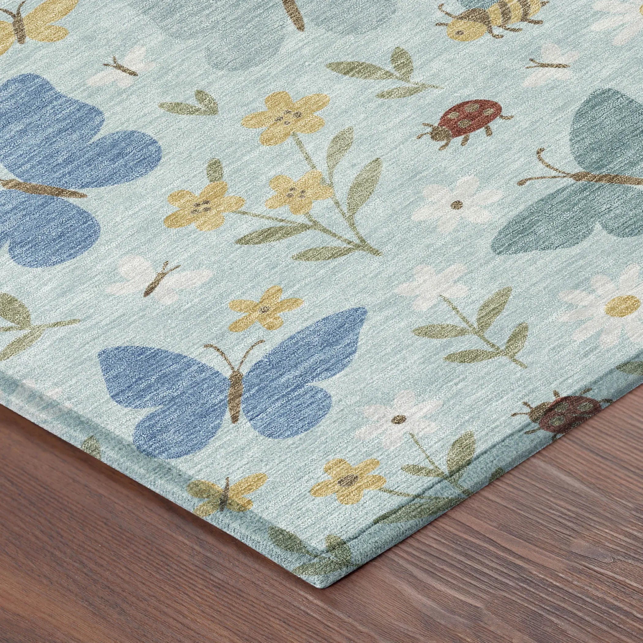 5' X 8' Sky Blue And Blue Abstract Washable Indoor Outdoor Area Rug Homeroots Outdoor