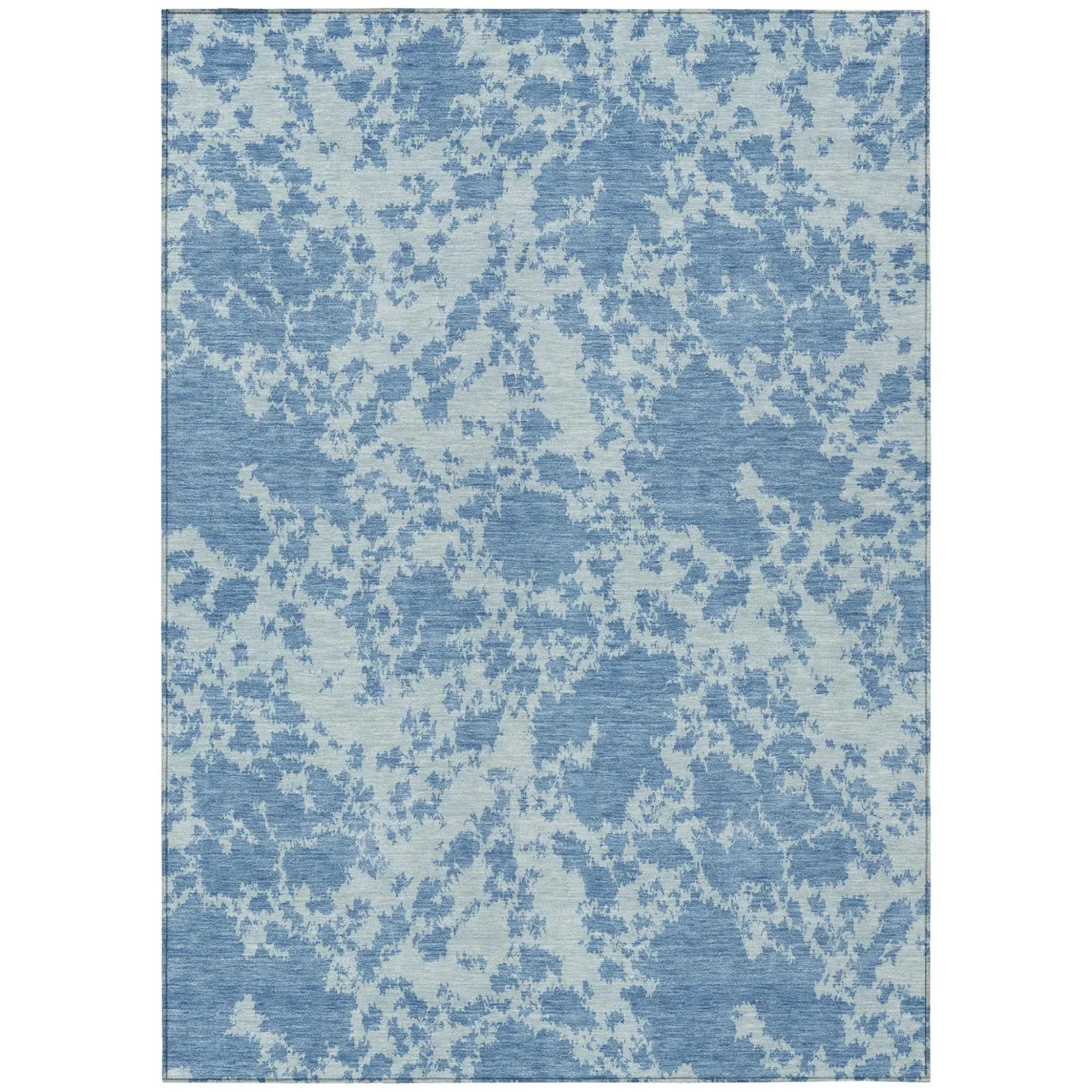 5' X 8' Sky Blue And Blue Abstract Washable Indoor Outdoor Area Rug Homeroots Outdoor