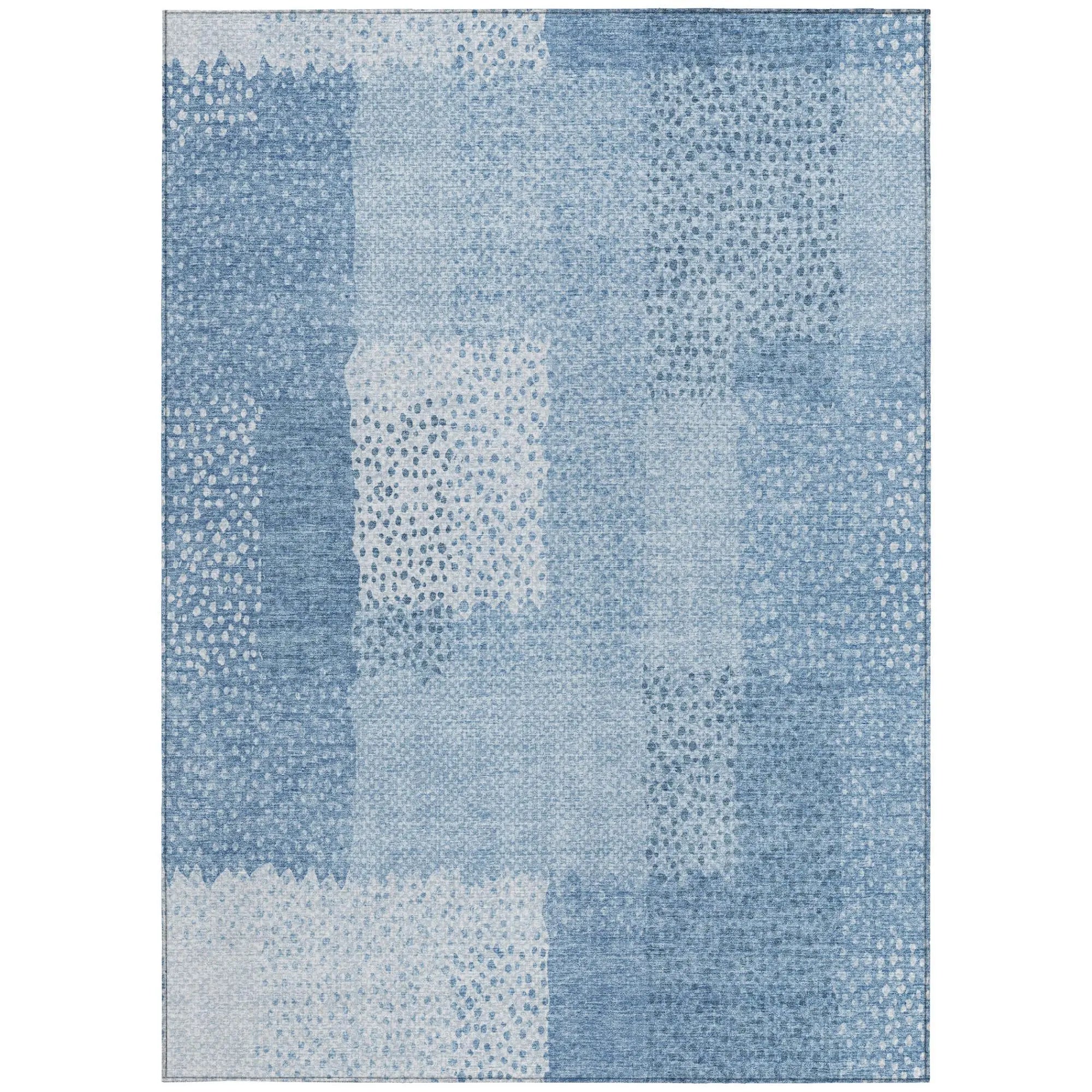 5' X 8' Sky Blue And Blue Abstract Washable Indoor Outdoor Area Rug Homeroots Outdoor
