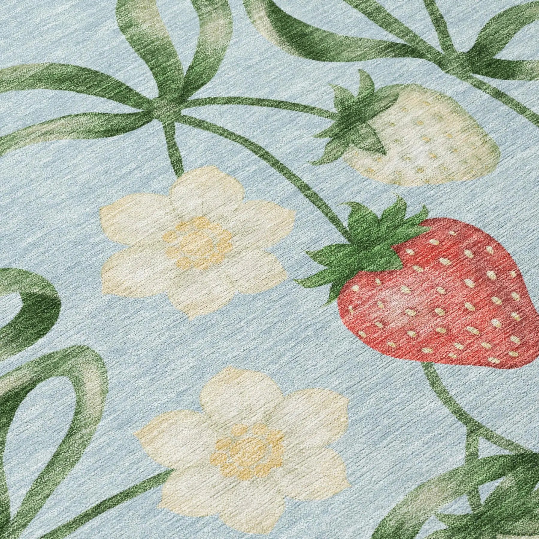 5' X 8' Sky Blue And Blue Floral Washable Indoor Outdoor Area Rug Homeroots Outdoor