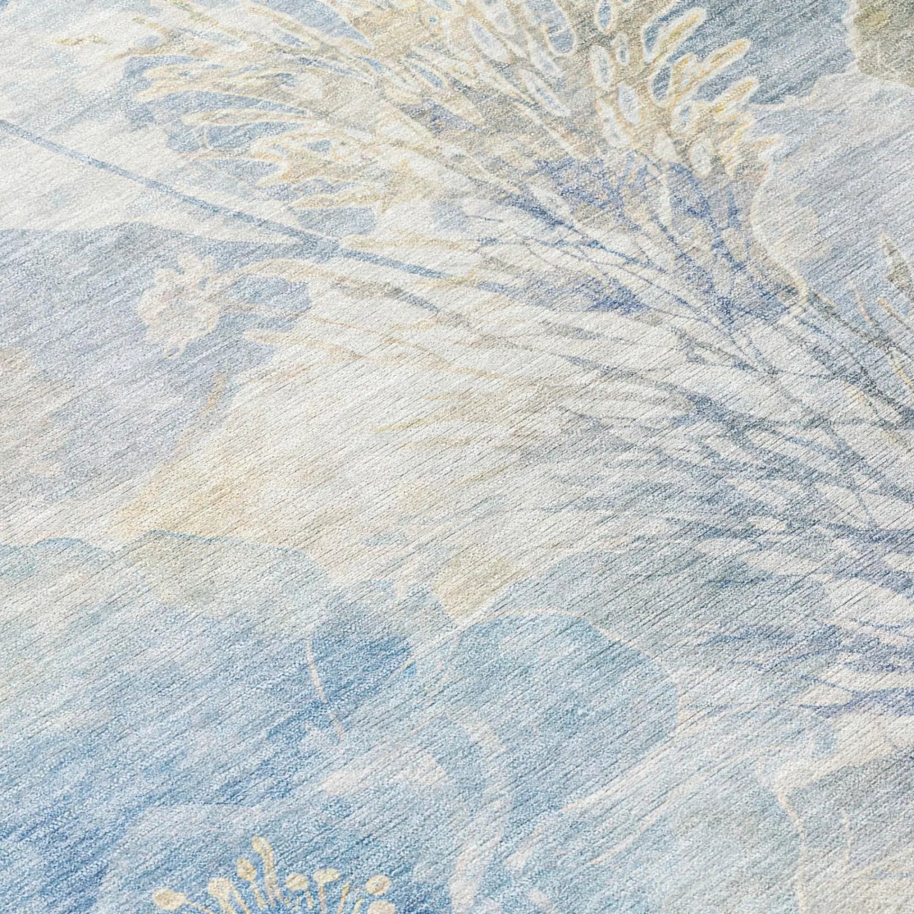 5' X 8' Sky Blue And Blue Floral Washable Indoor Outdoor Area Rug Homeroots Outdoor