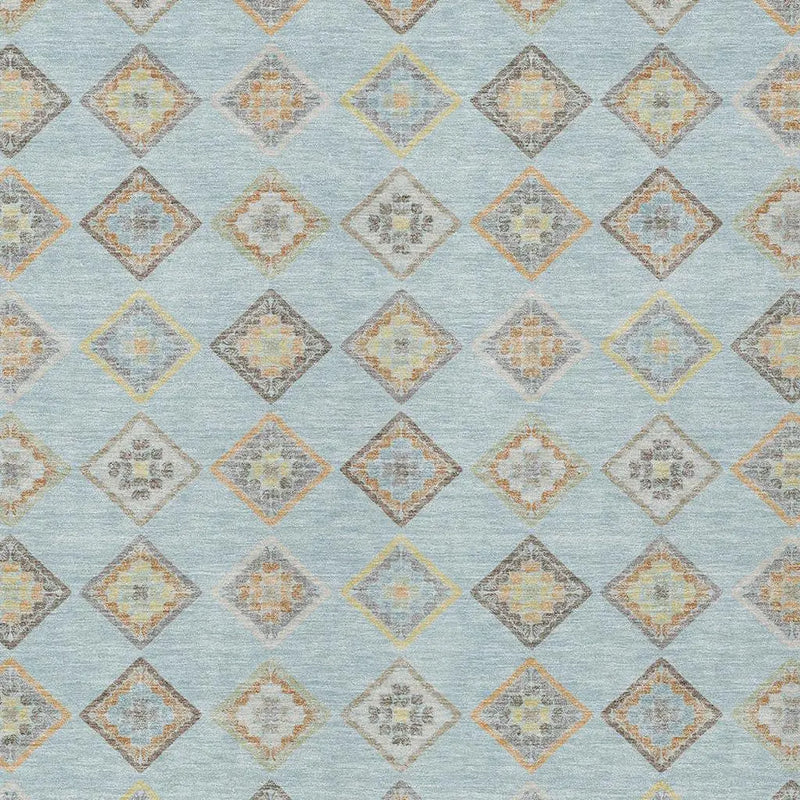 5' X 8' Sky Blue And Blue Geometric Washable Indoor Outdoor Area Rug Homeroots Outdoor