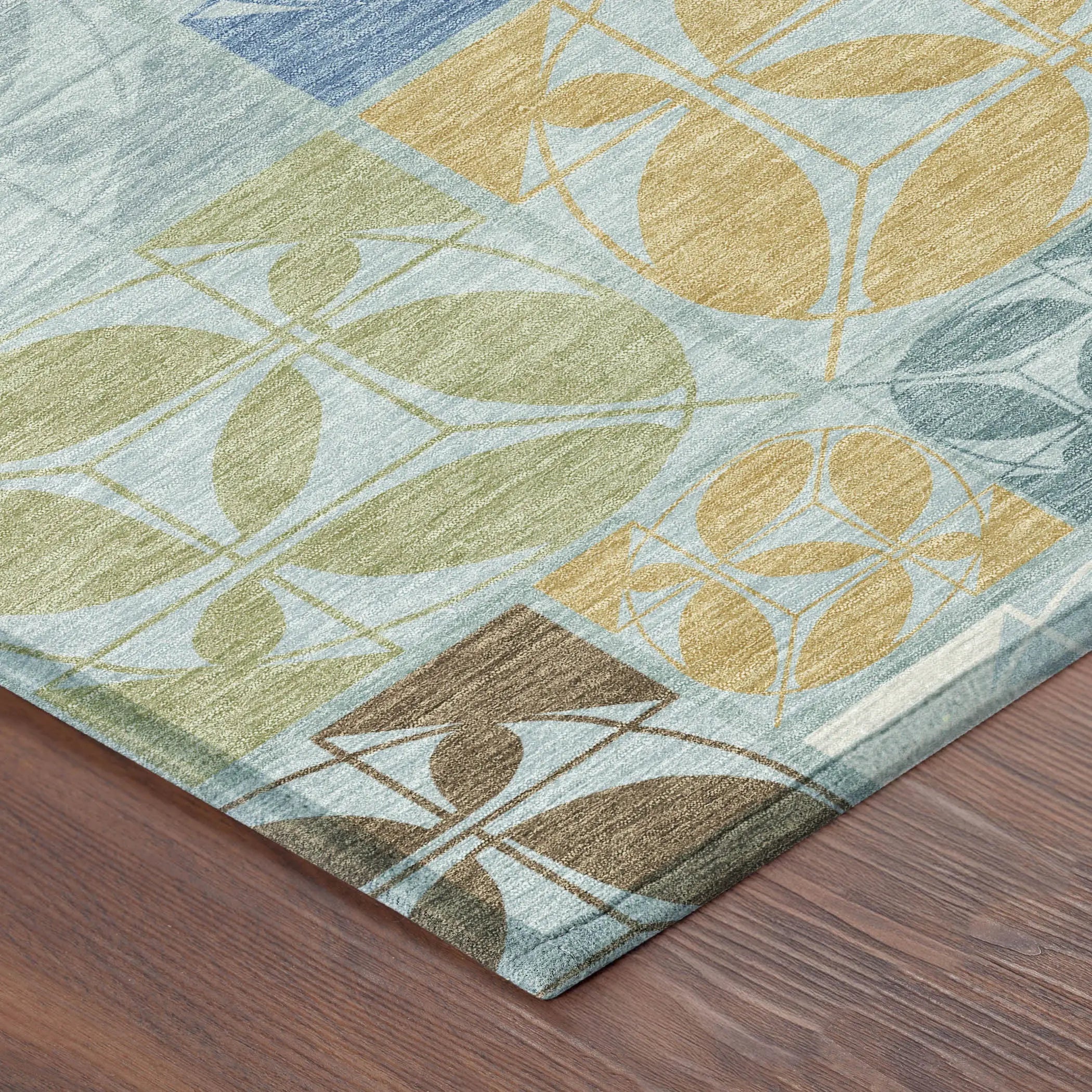 5' X 8' Sky Blue And Blue Geometric Washable Indoor Outdoor Area Rug Homeroots Outdoor