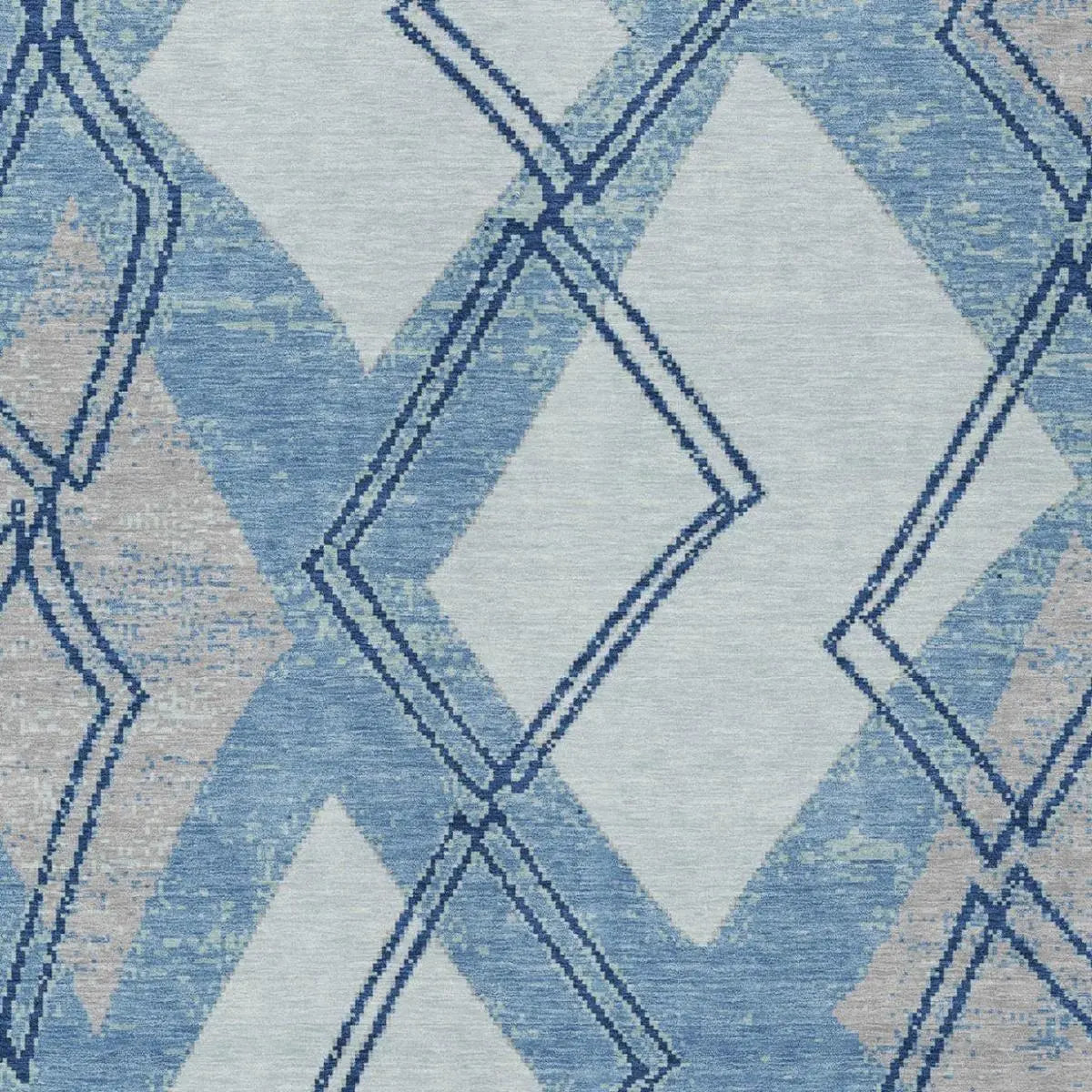 5' X 8' Sky Blue And Blue Geometric Washable Indoor Outdoor Area Rug Homeroots Outdoor