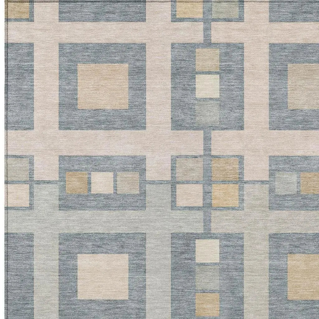 5' X 8' Sky Blue And Blue Geometric Washable Indoor Outdoor Area Rug Homeroots Outdoor