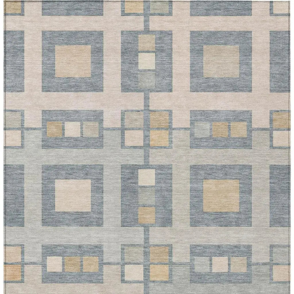 5' X 8' Sky Blue And Blue Geometric Washable Indoor Outdoor Area Rug Homeroots Outdoor