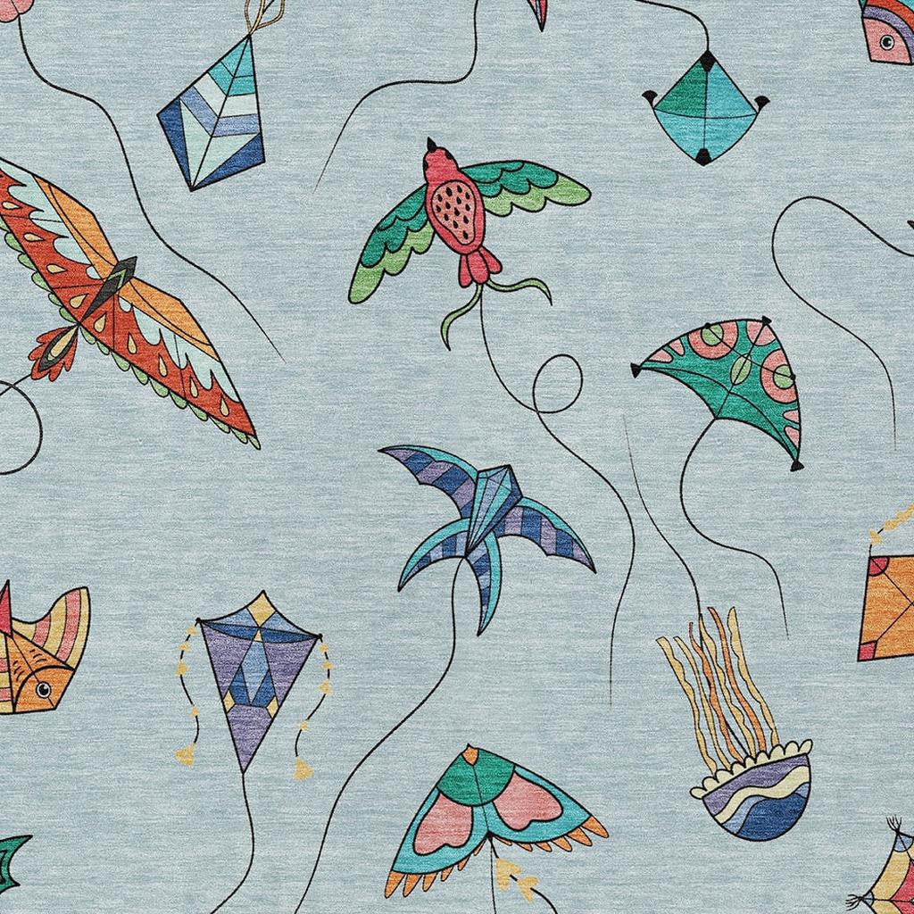5' X 8' Sky Blue And Gold Geometric Washable Indoor Outdoor Area Rug Homeroots Outdoor