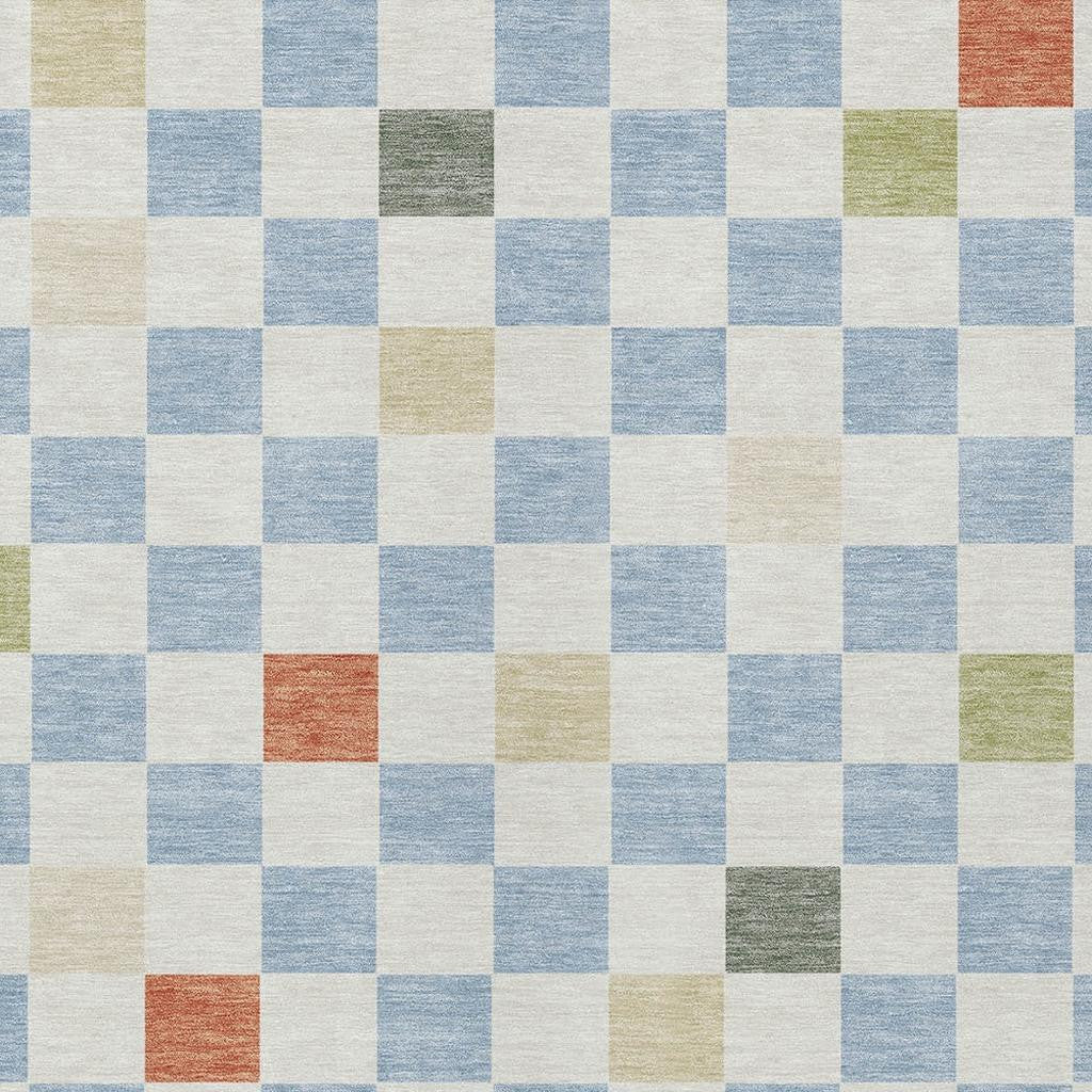 5' X 8' Sky Blue And Gray Geometric Washable Indoor Outdoor Area Rug Homeroots Outdoor