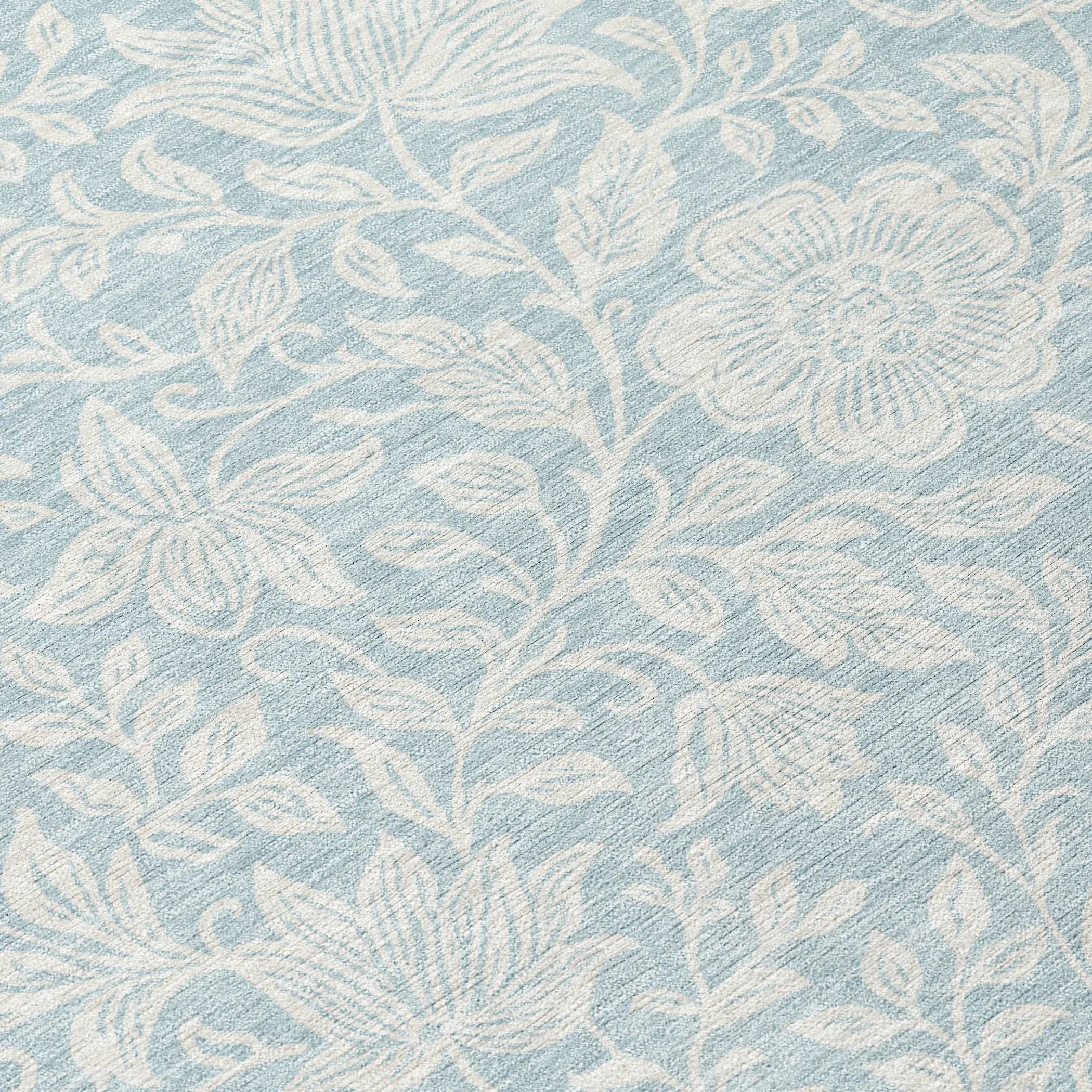 5' X 8' Sky Blue And Ivory Floral Washable Indoor Outdoor Area Rug Homeroots Outdoor