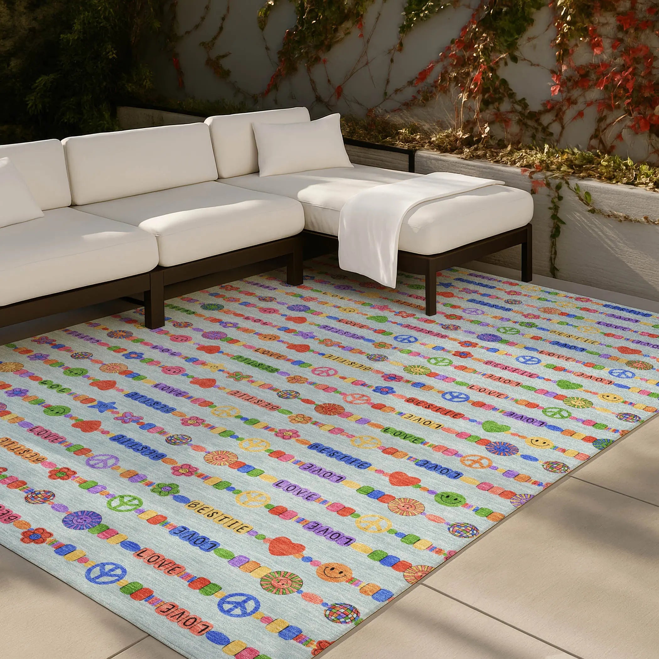5' X 8' Sky Blue And Ivory Geometric Washable Indoor Outdoor Area Rug Homeroots Outdoor