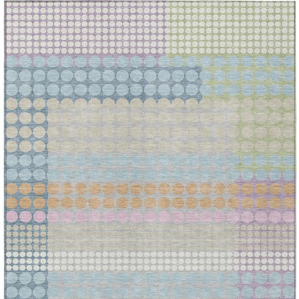 5' X 8' Sky Blue And Lavender Geometric Washable Indoor Outdoor Area Rug Homeroots Outdoor