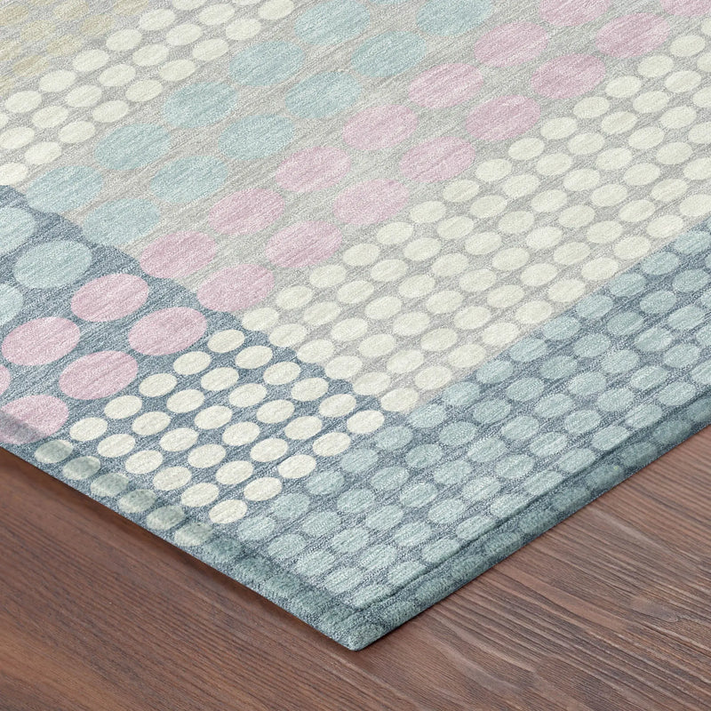 5' X 8' Sky Blue And Lavender Geometric Washable Indoor Outdoor Area Rug Homeroots Outdoor