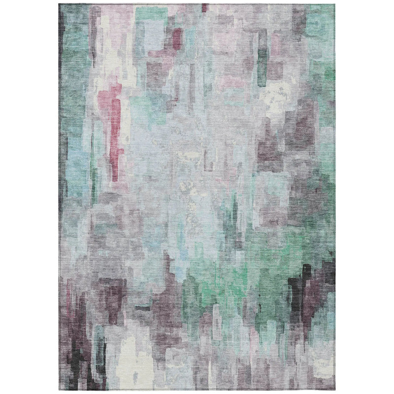 5' X 8' Sky Blue And Mauve Abstract Washable Indoor Outdoor Area Rug Homeroots Outdoor