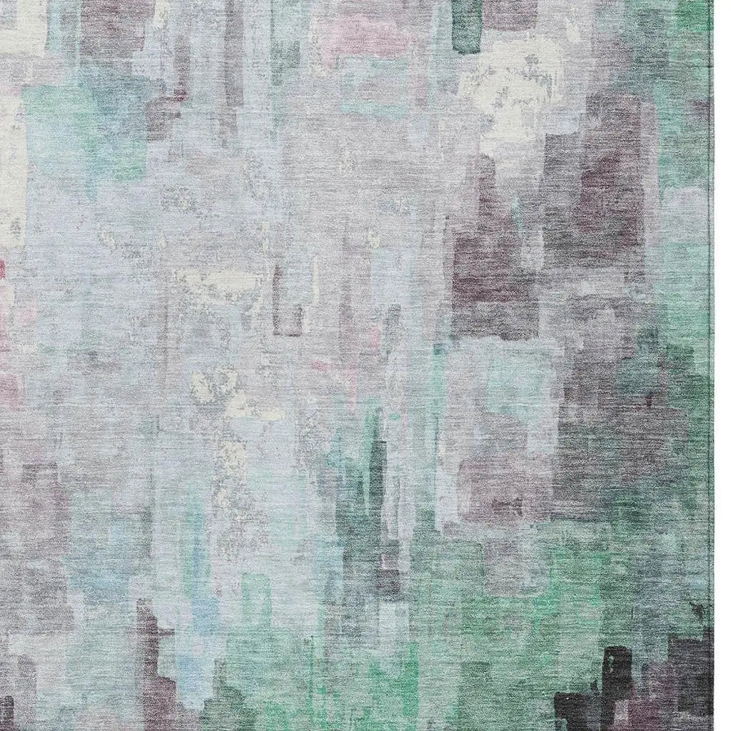5' X 8' Sky Blue And Mauve Abstract Washable Indoor Outdoor Area Rug Homeroots Outdoor