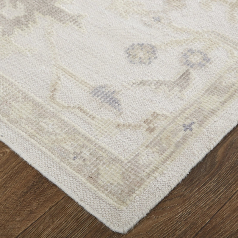 5' X 8' Tan Ivory And Orange Floral Hand Knotted Stain Resistant Area Rug Homeroots Outdoor