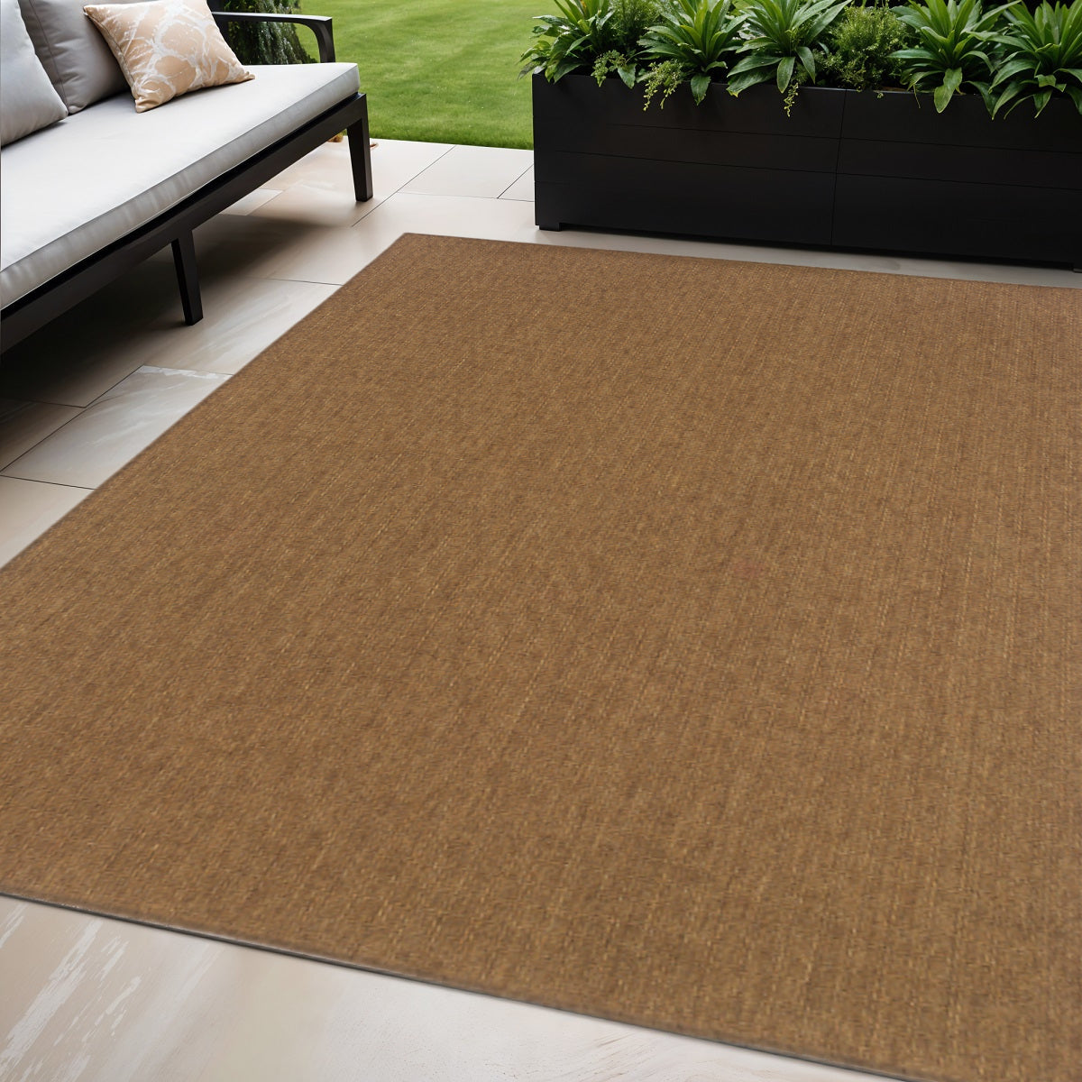5' X 8' Tan Stain Resistant Indoor Outdoor Area Rug Homeroots Outdoor