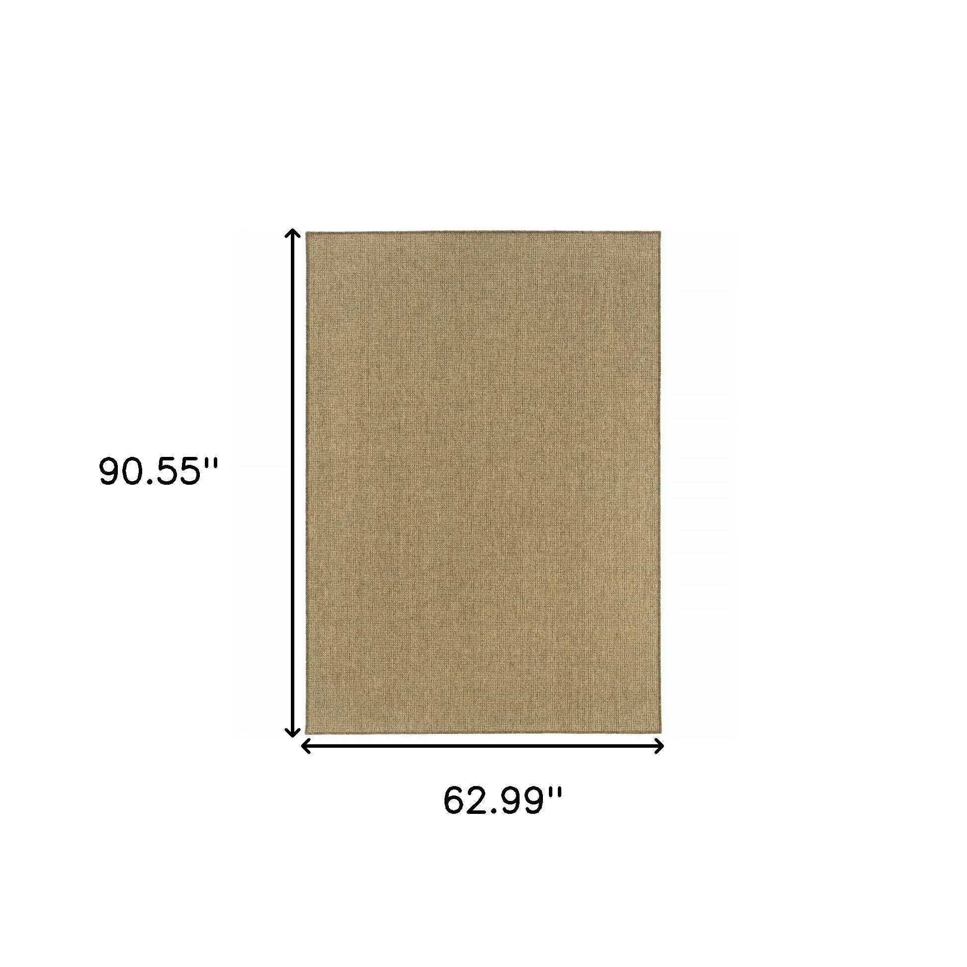 5' X 8' Tan Stain Resistant Indoor Outdoor Area Rug Homeroots Outdoor