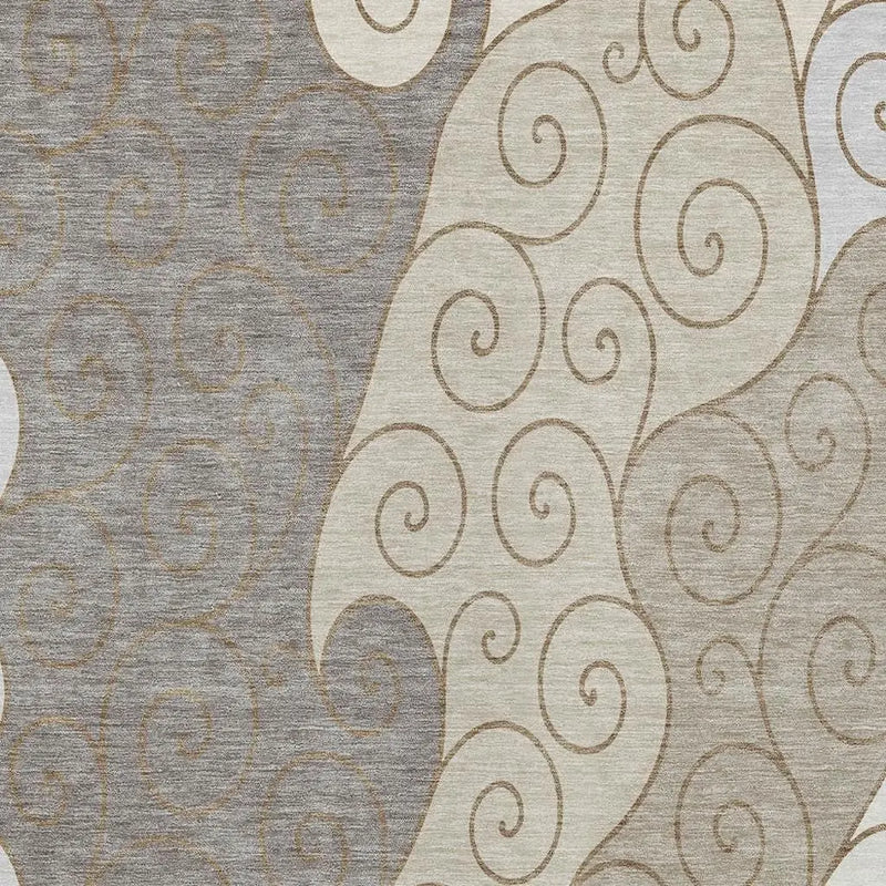 5' X 8' Taupe And Beige Abstract Washable Indoor Outdoor Area Rug Homeroots Outdoor