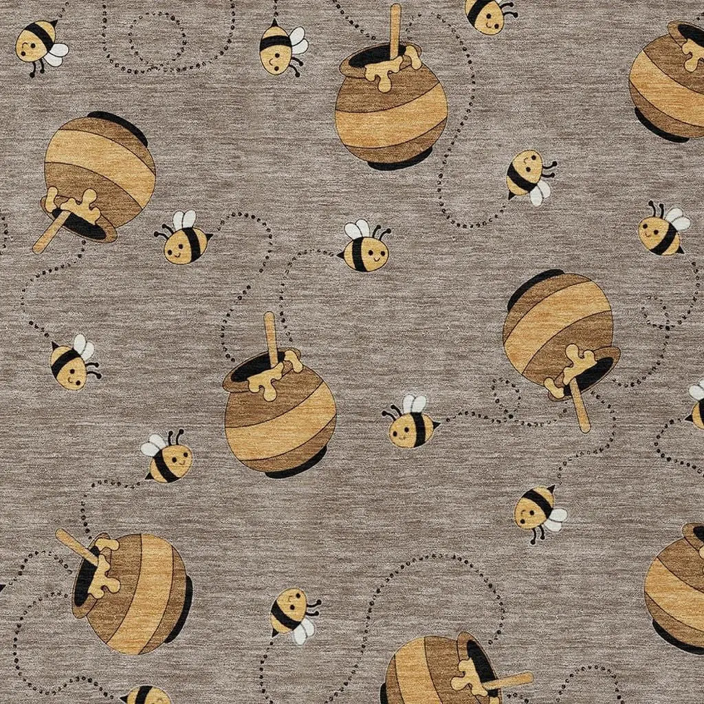 5' X 8' Taupe And Beige Geometric Washable Indoor Outdoor Area Rug Homeroots Outdoor