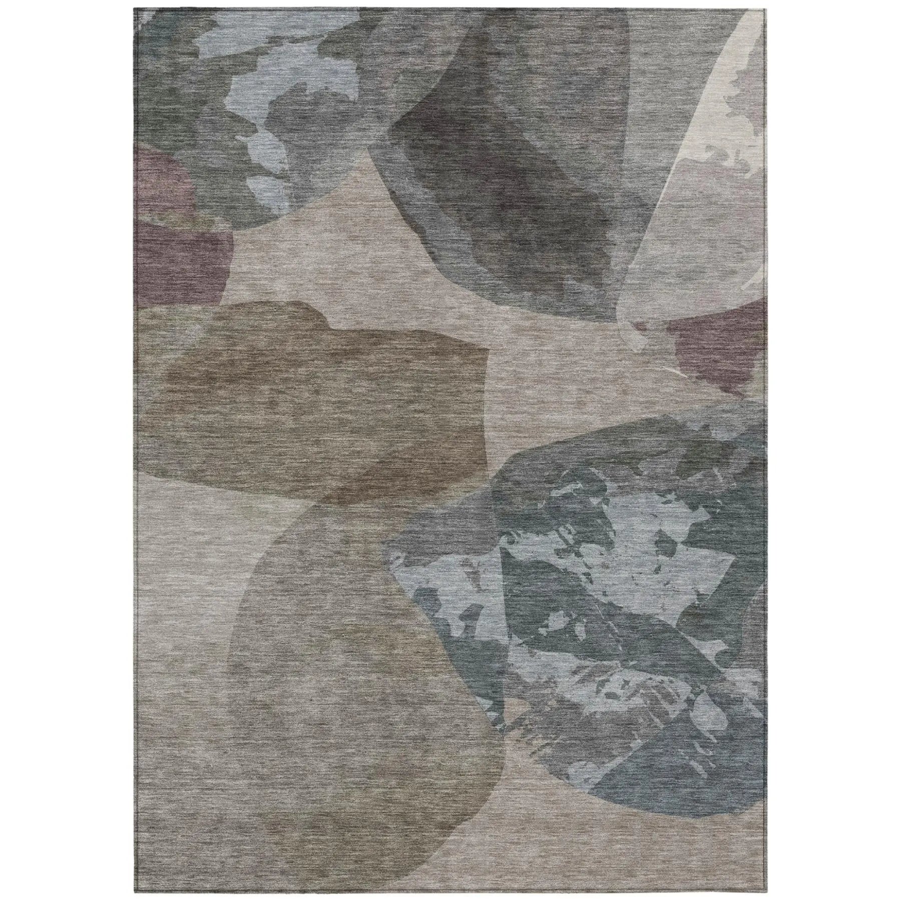 5' X 8' Taupe And Brown Abstract Washable Indoor Outdoor Area Rug Homeroots Outdoor
