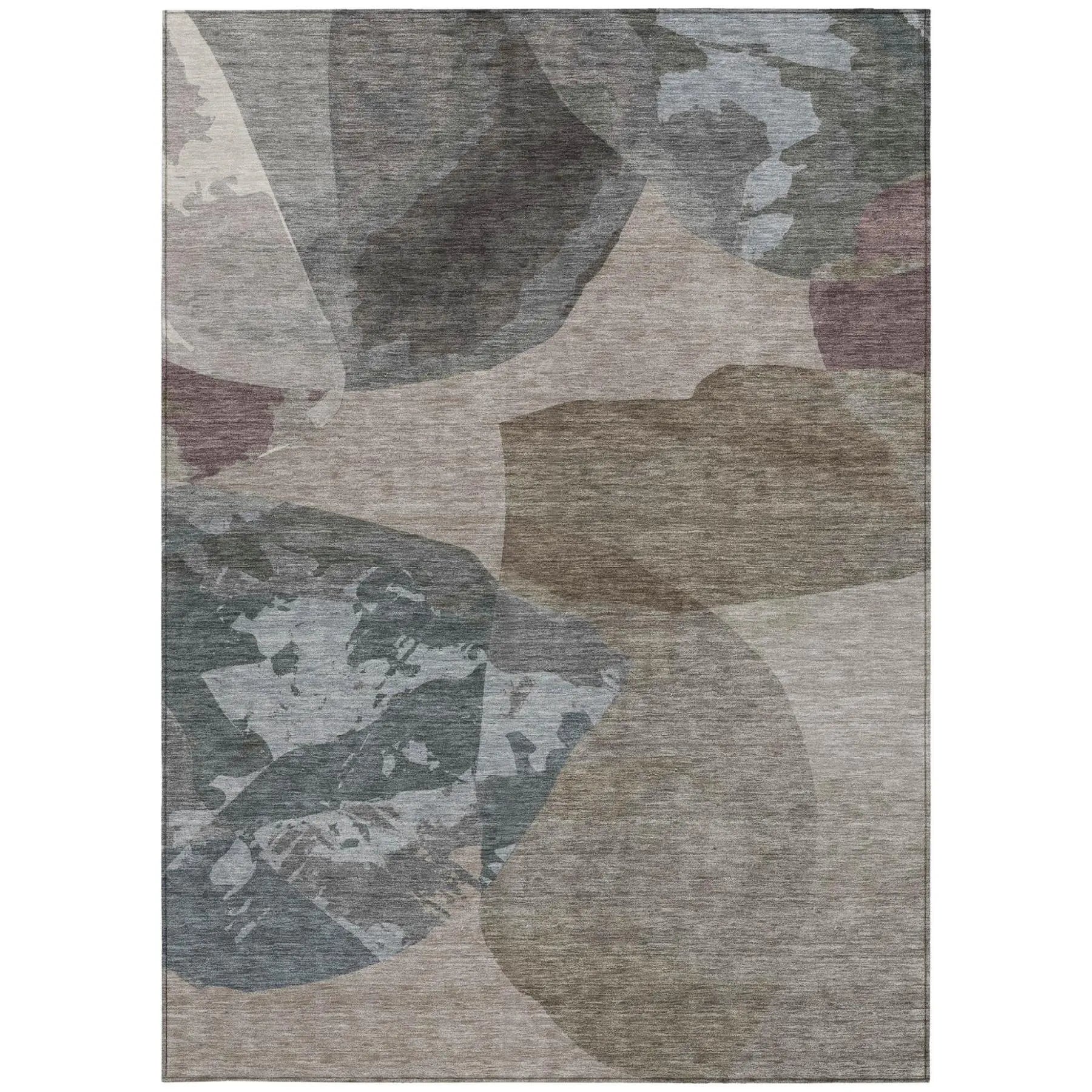 5' X 8' Taupe And Brown Abstract Washable Indoor Outdoor Area Rug Homeroots Outdoor