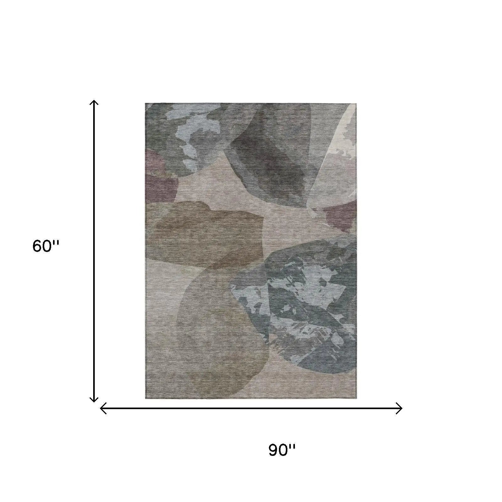 5' X 8' Taupe And Brown Abstract Washable Indoor Outdoor Area Rug Homeroots Outdoor