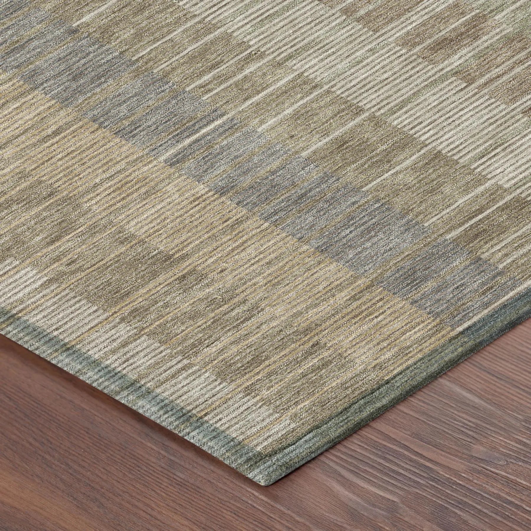 5' X 8' Taupe And Brown Striped Washable Indoor Outdoor Area Rug Homeroots Outdoor