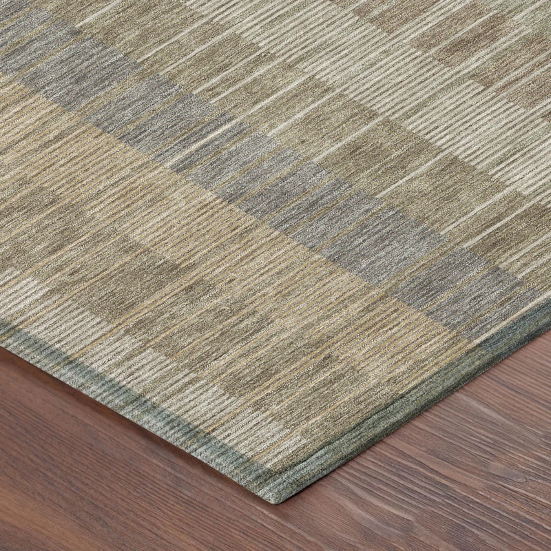 5' X 8' Taupe And Brown Striped Washable Indoor Outdoor Area Rug Homeroots Outdoor