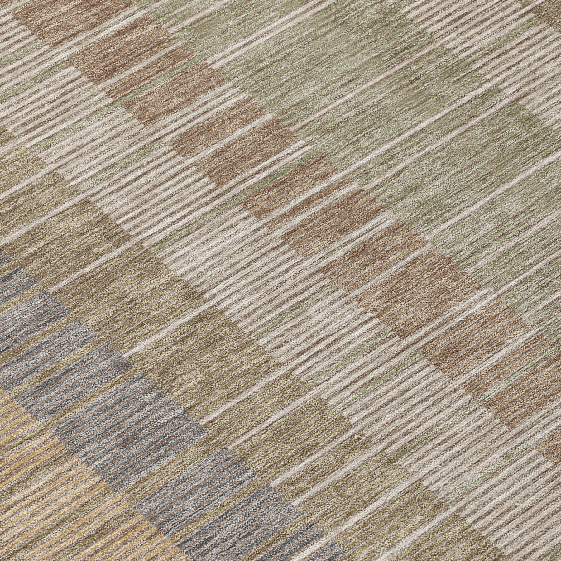 5' X 8' Taupe And Brown Striped Washable Indoor Outdoor Area Rug Homeroots Outdoor
