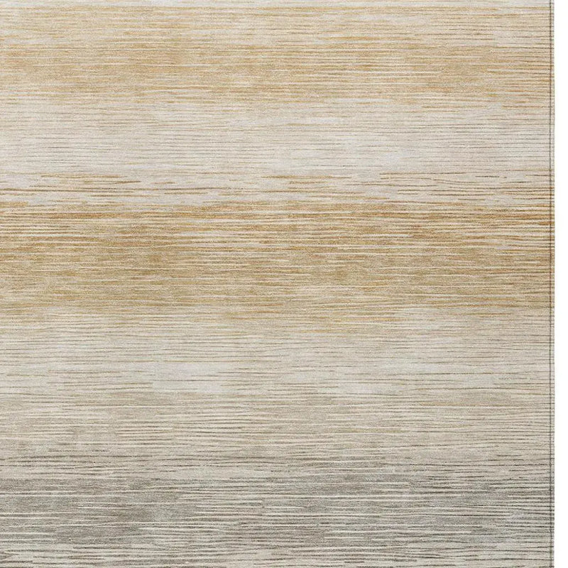 5' X 8' Taupe And Brown Striped Washable Indoor Outdoor Area Rug Homeroots Outdoor