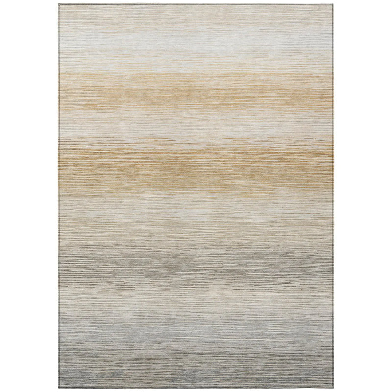 5' X 8' Taupe And Brown Striped Washable Indoor Outdoor Area Rug Homeroots Outdoor