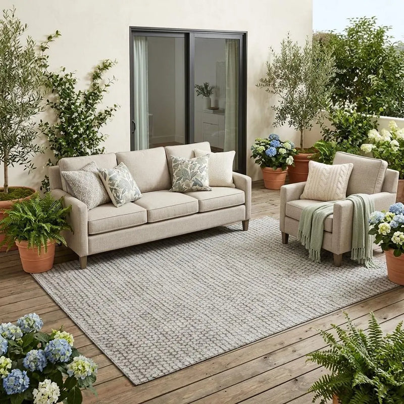 5' X 8' Taupe And Brown Striped Washable Indoor Outdoor Area Rug Homeroots Outdoor