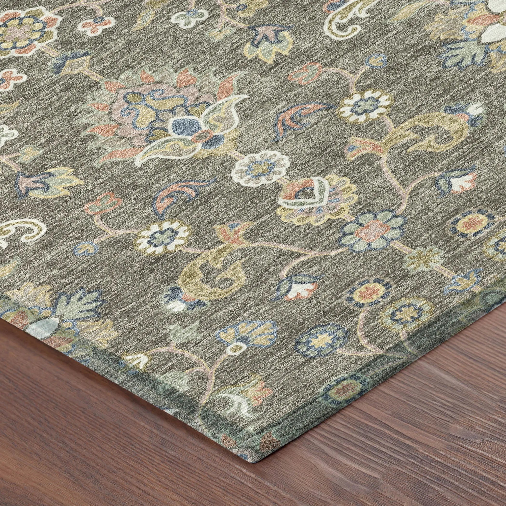 5' X 8' Taupe And Denim Blue Abstract Washable Indoor Outdoor Area Rug Homeroots Outdoor