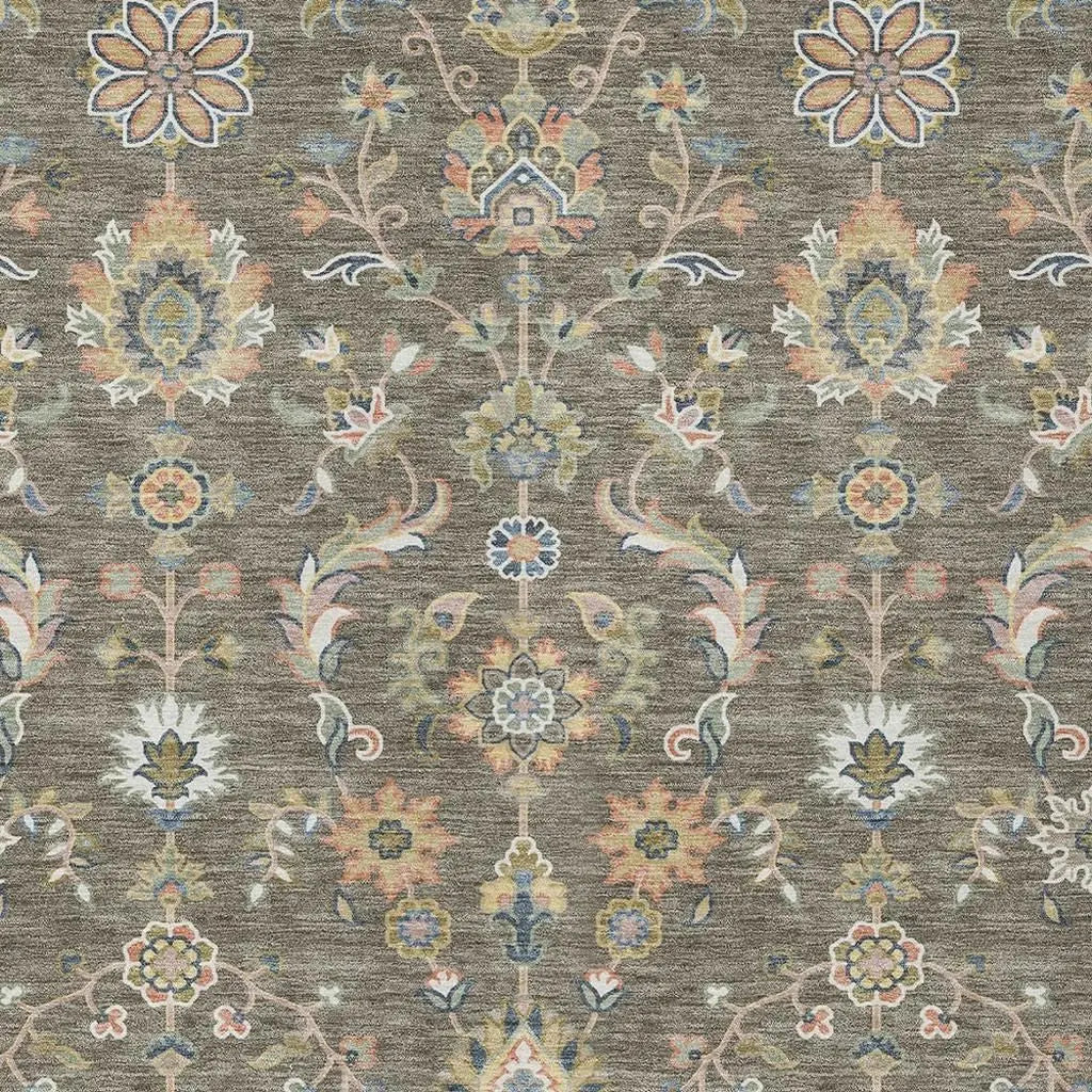 5' X 8' Taupe And Denim Blue Abstract Washable Indoor Outdoor Area Rug Homeroots Outdoor