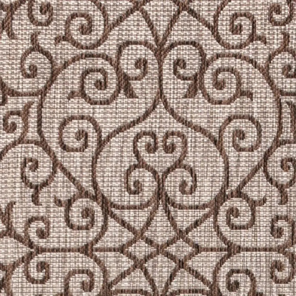 5' X 8' Taupe And Espresso Geometric Indoor Outdoor Area Rug Homeroots Outdoor