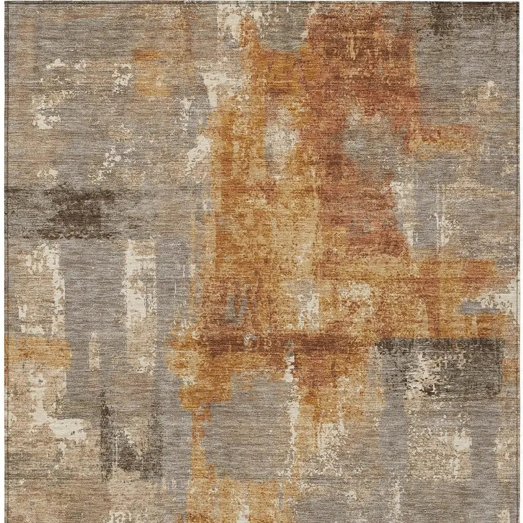 5' X 8' Taupe And Gray Abstract Washable Indoor Outdoor Area Rug Homeroots Outdoor