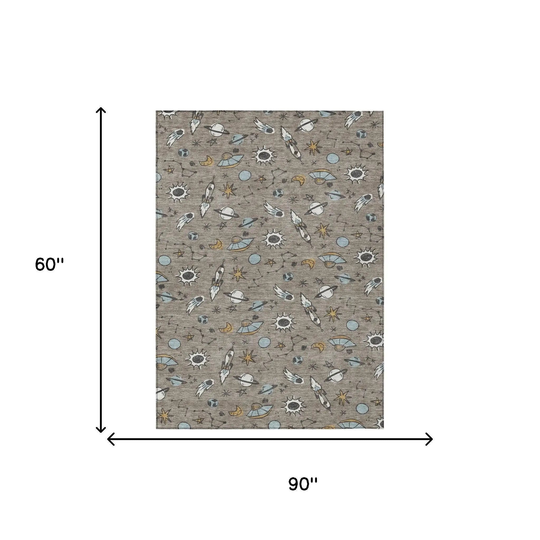 5' X 8' Taupe And Gray Animal Print Washable Indoor Outdoor Area Rug Homeroots Outdoor