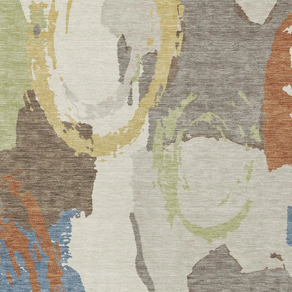 5' X 8' Taupe And Ivory Abstract Washable Indoor Outdoor Area Rug Homeroots Outdoor