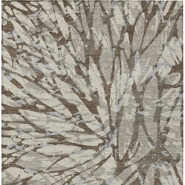 5' X 8' Taupe And Teal Blue Abstract Washable Indoor Outdoor Area Rug Homeroots Outdoor