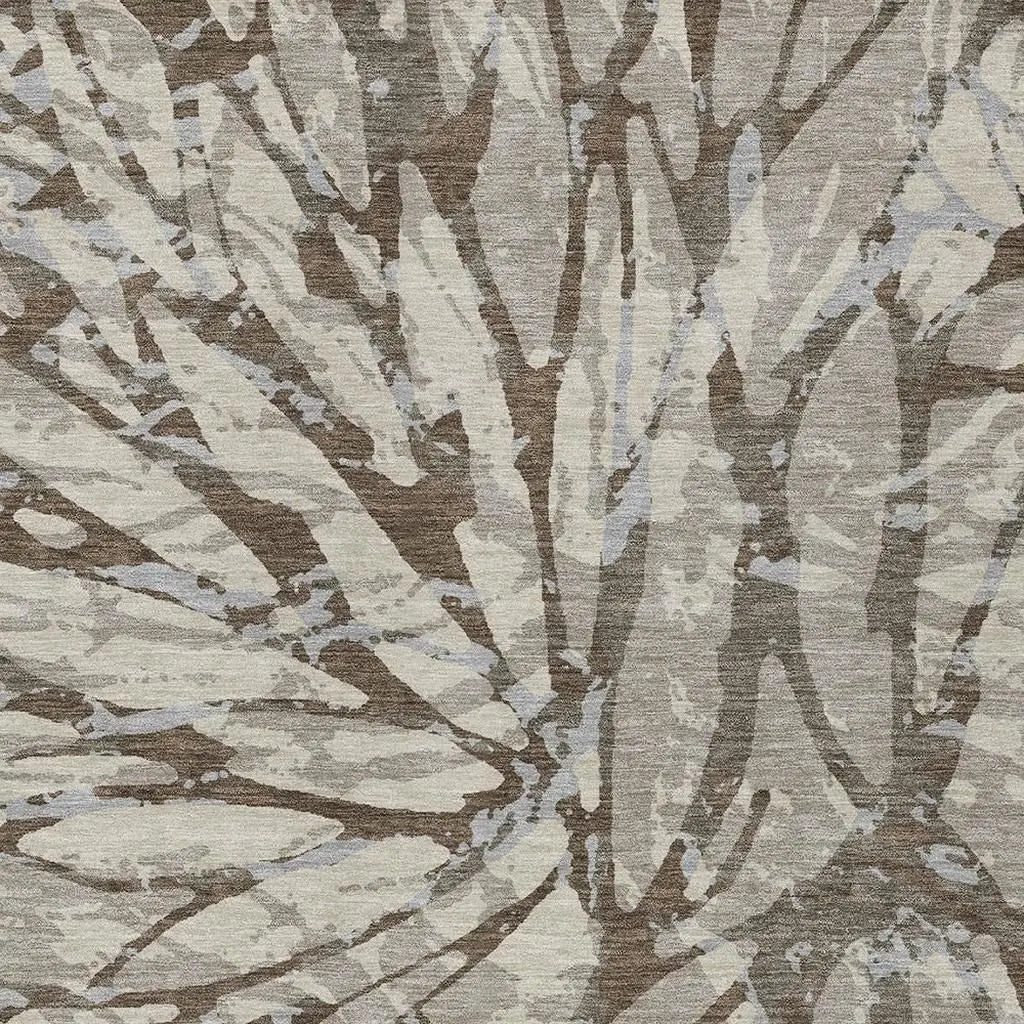 5' X 8' Taupe And Teal Blue Abstract Washable Indoor Outdoor Area Rug Homeroots Outdoor