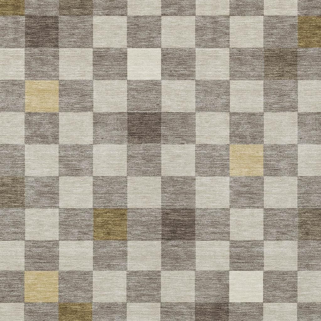 5' X 8' Taupe And Teal Blue Geometric Washable Indoor Outdoor Area Rug Homeroots Outdoor