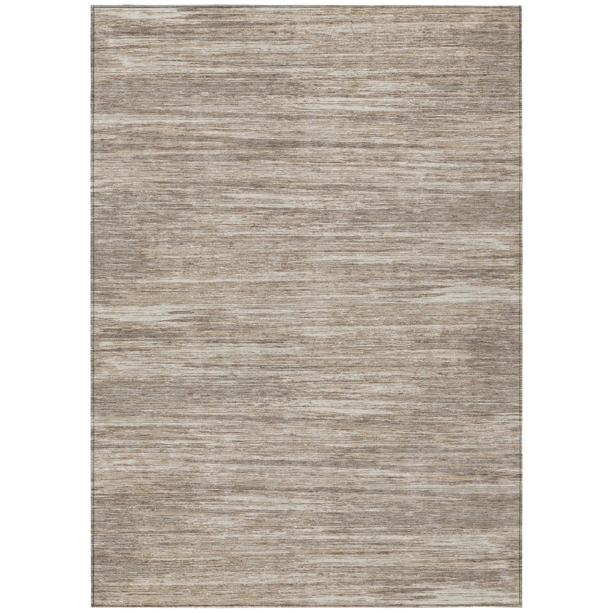 5' X 8' Taupe Gray And Ivory Striped Washable Indoor Outdoor Area Rug Homeroots Outdoor