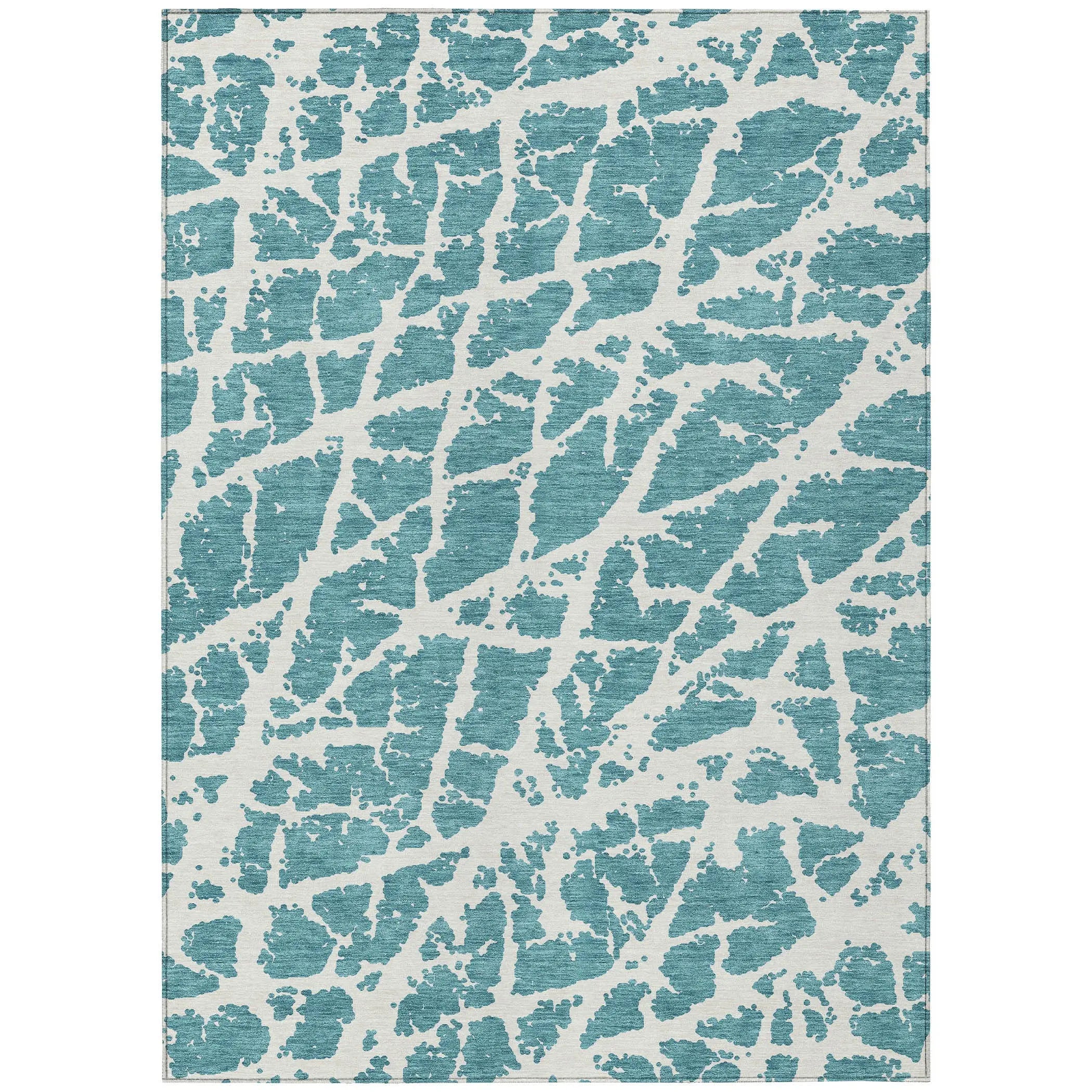 5' X 8' Teal Abstract Washable Non Skid Indoor Outdoor Area Rug Homeroots Outdoor