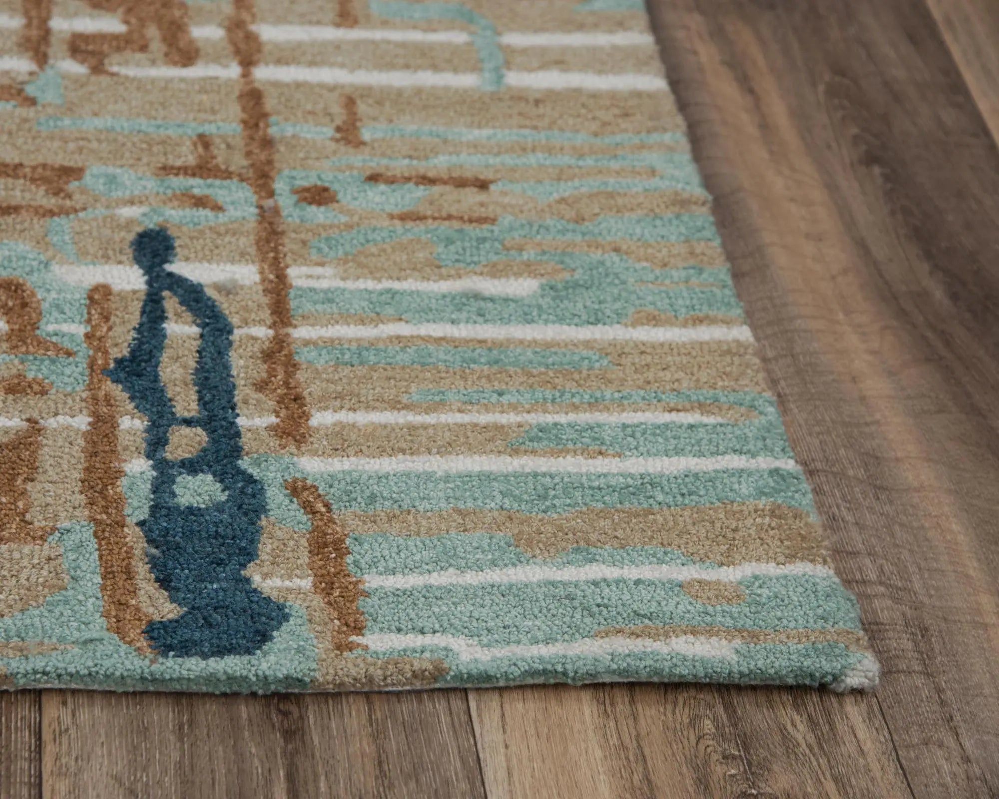 5' X 8' Teal And Copper Abstract Hand Tufted Area Rug Homeroots Home Decor