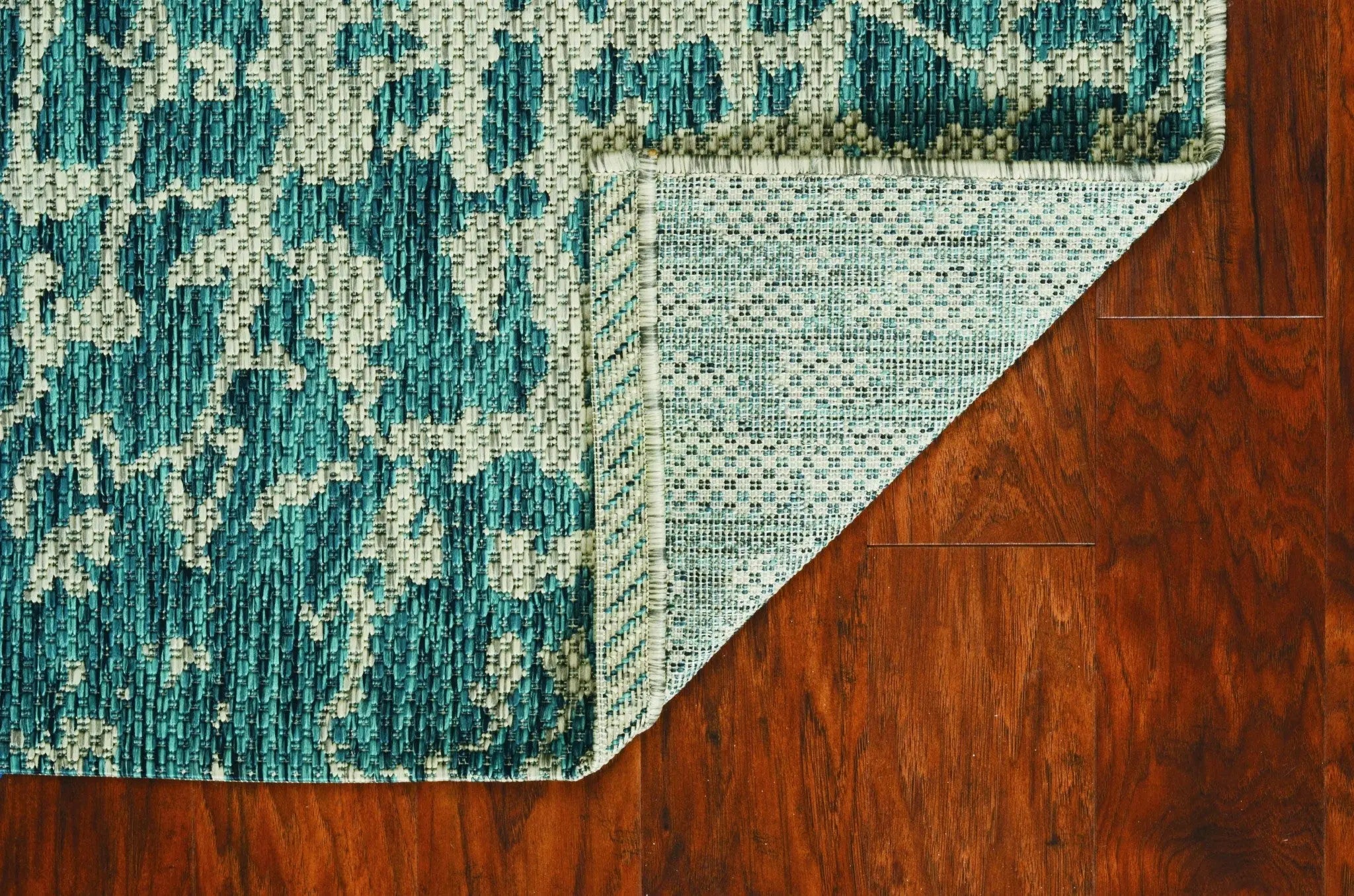 5' X 8' Teal Blue Abstract Indoor Outdoor Area Rug Homeroots Outdoor